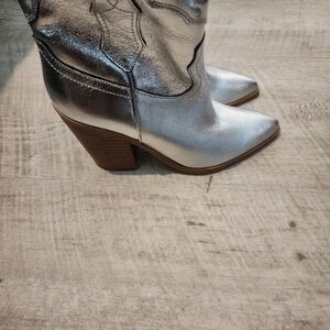 Marc Fisher Silver Heeled Boots